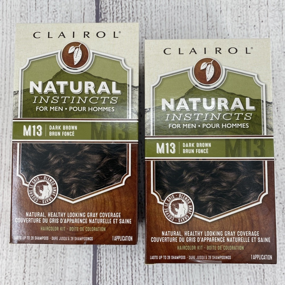 Clairol Natural Instincts For Men M13 DARK BROWN Hair Color Kit (Lot of 2)